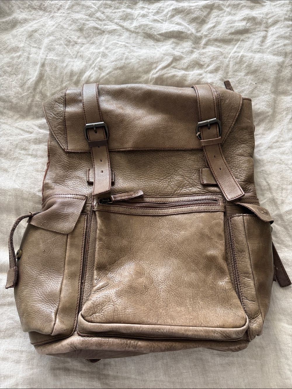 Timberland Brown Leather Buckle Backpack/Laptop Bag